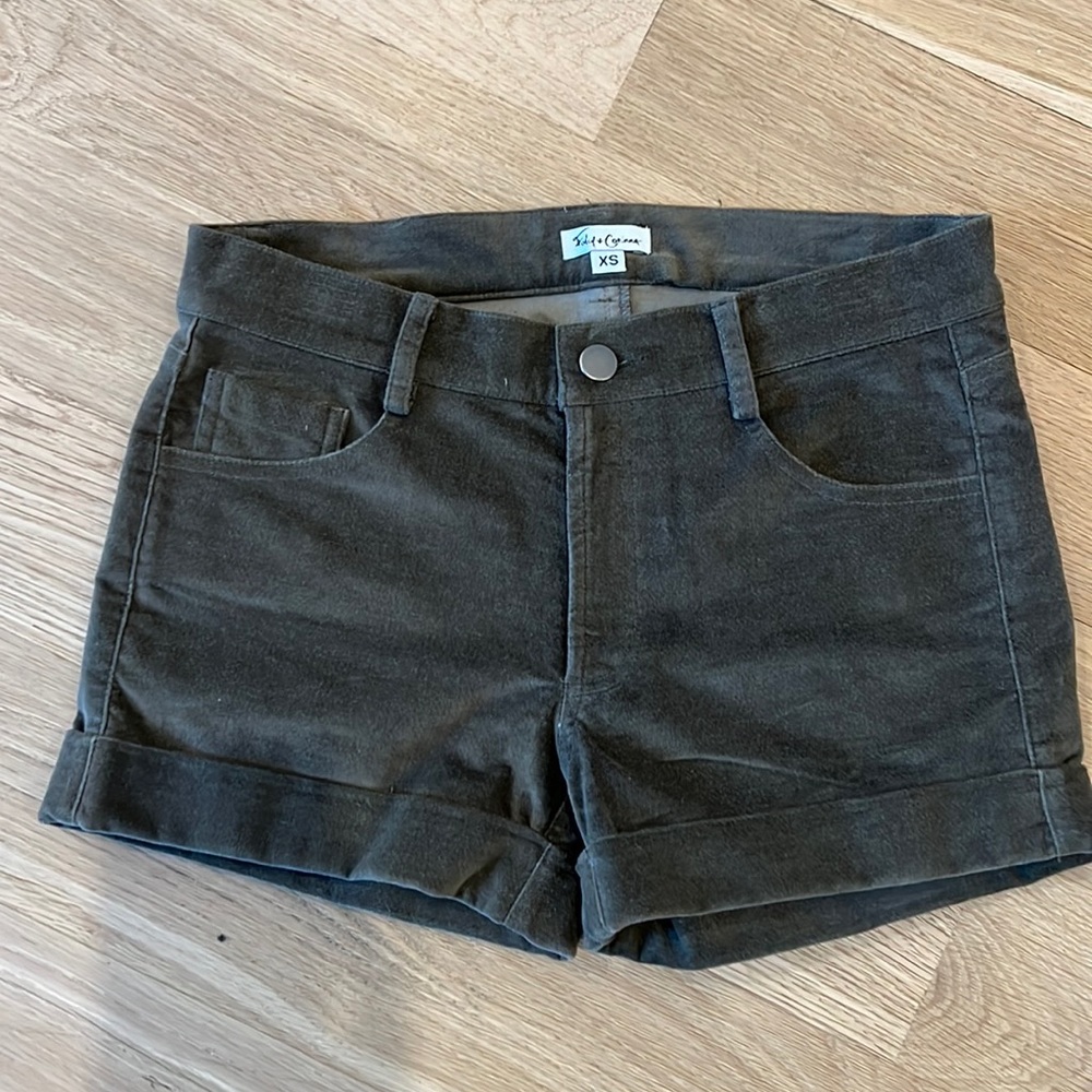 Foley & Corinna Green Velvet Shorts